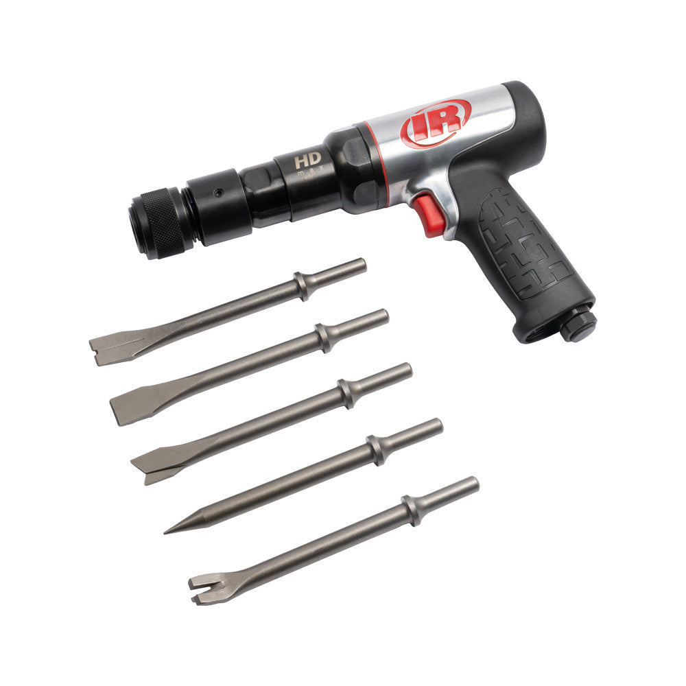 Ingersoll Rand 135MAXK Vibration Reduced Quick Change Air Hammer 5-Piece Chisel Set, 2600 BPM, 3" Stroke