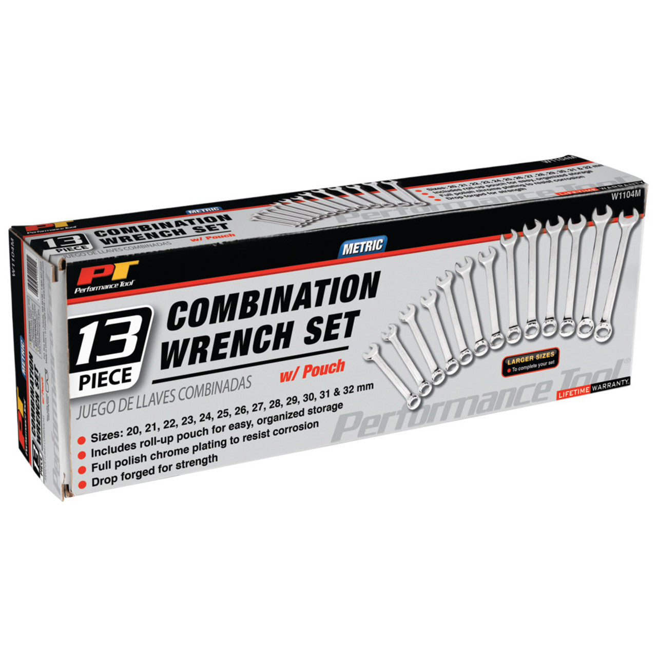 Performance Tool W1104M Metric Large Combination Wrench Set