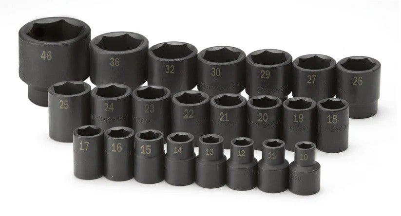 SK TOOLS 4038 SK Tools 23 Piece 1/2" Drive 6 Point Standard Metric Impact Socket Set
