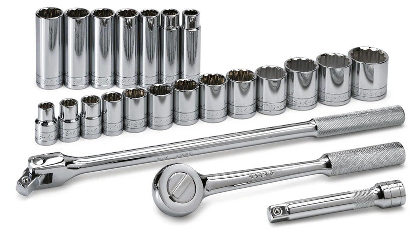 SK Hand Tools 4123 23 Piece 1/2" Drive 12 Pt Shallow and Deep SAE Socket Set