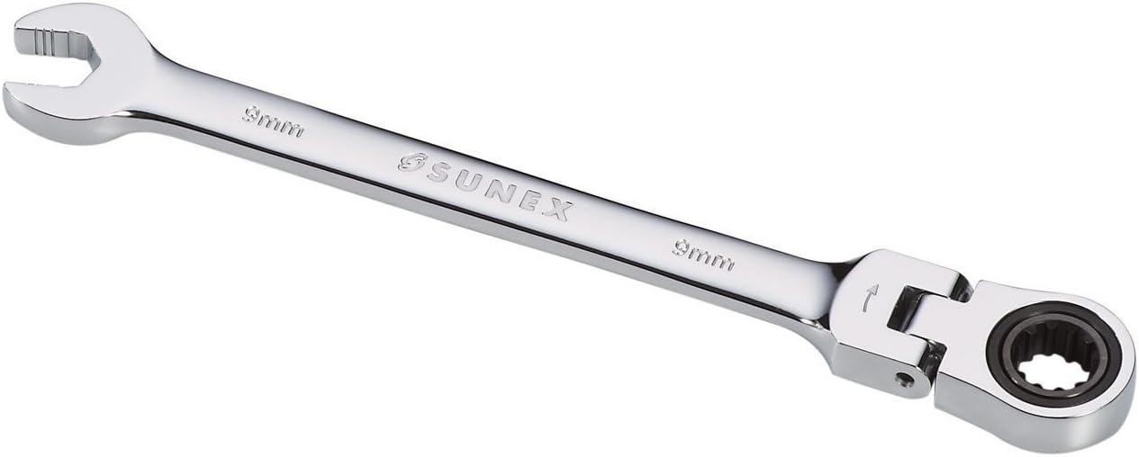 Sunex 99319M 9mm V-Groove Flex Head Combination Ratcheting Wrench