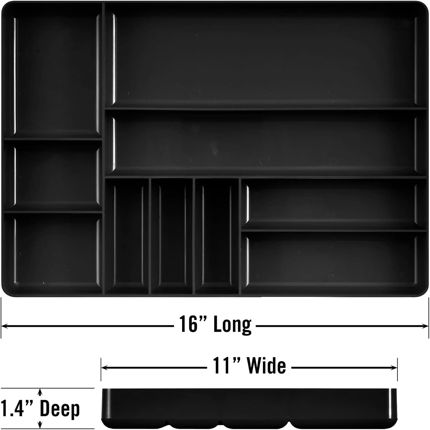Ernst 5021 "The Tray Junior" 3-Compartment Tool Organizer BLACK (2-pack)