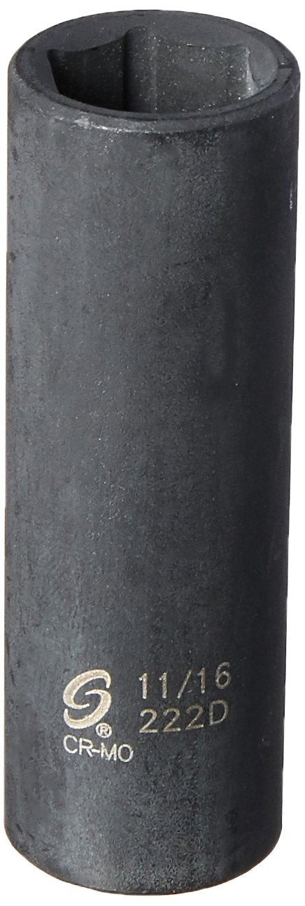 SUNEX 1/2" DRIVE 11/16" DEEP IMPACT SOCKET (222D)
