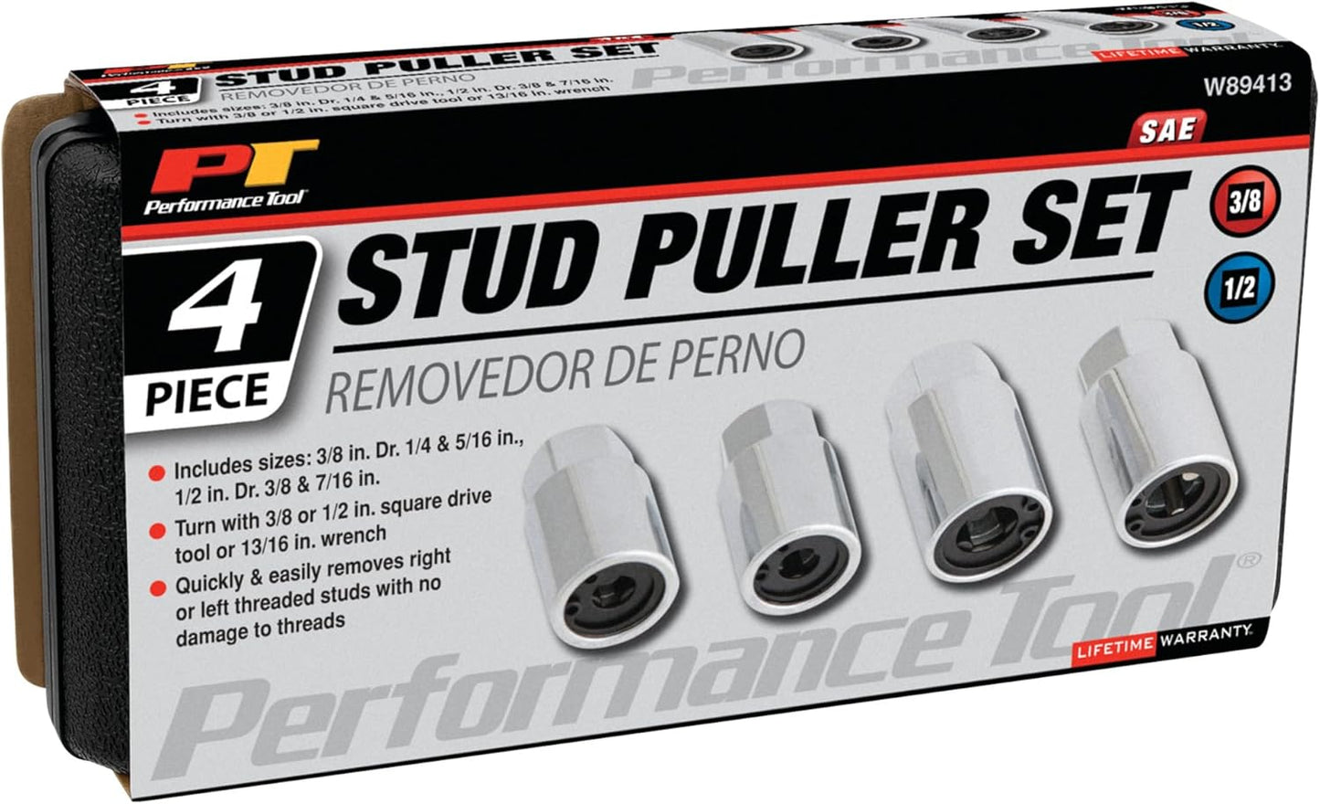 Performance Tool W89413 4-Piece SAE Stud Puller Set