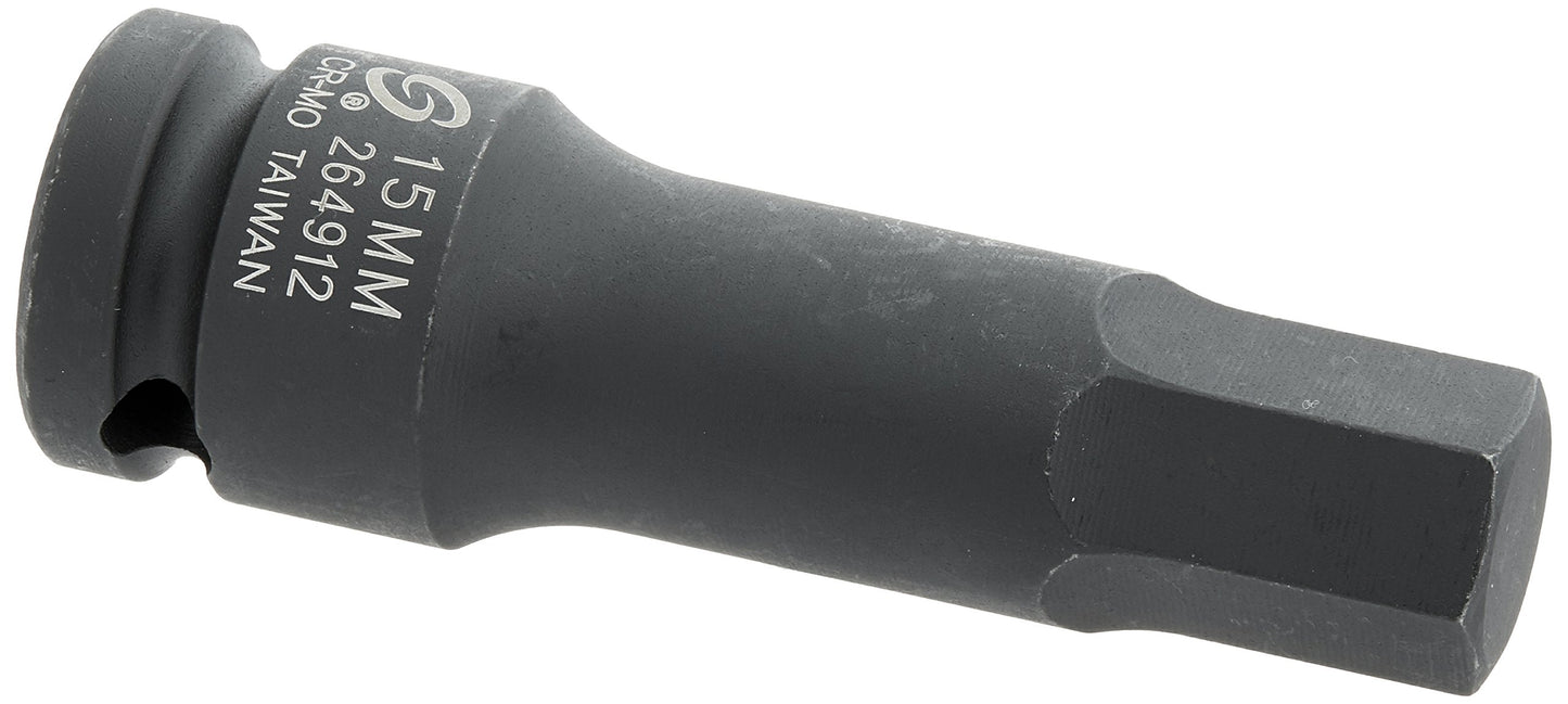 SUNEX 1/2" DRIVE HEX IMPACT SOCKET 15MM (264912)