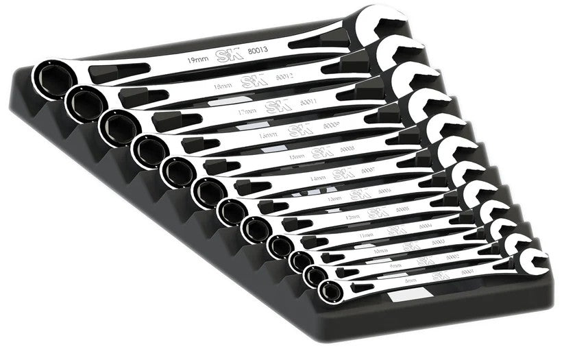 SK Hand Tools 80019 X-Frame® 6pt Metric Combination Ratcheting Wrench Set 12 pcs