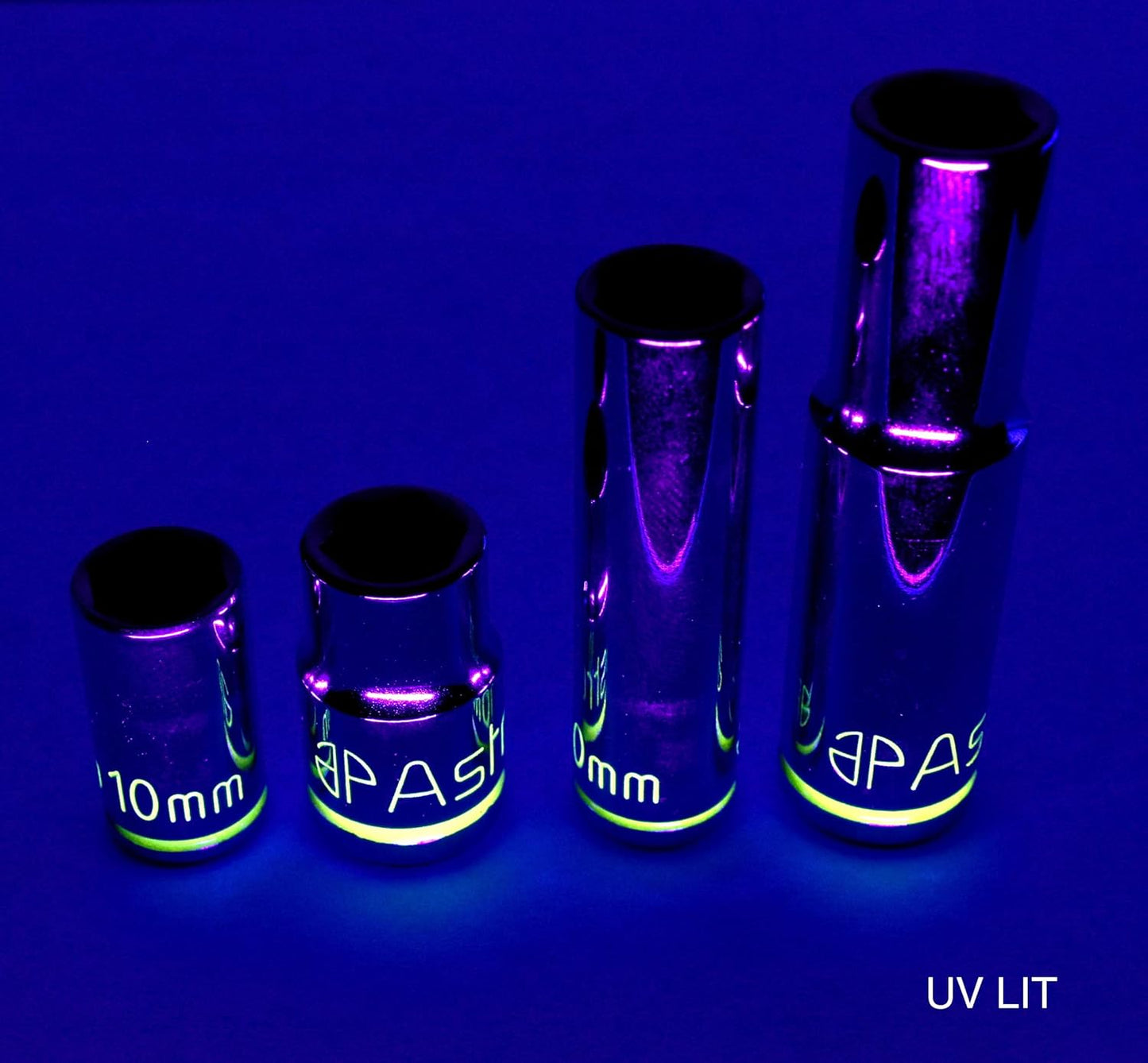 Astro Pneumatic Tool 410 - Uv Glowing 10mm Sockets 1/4" & 3/8" Drive - 4Piece