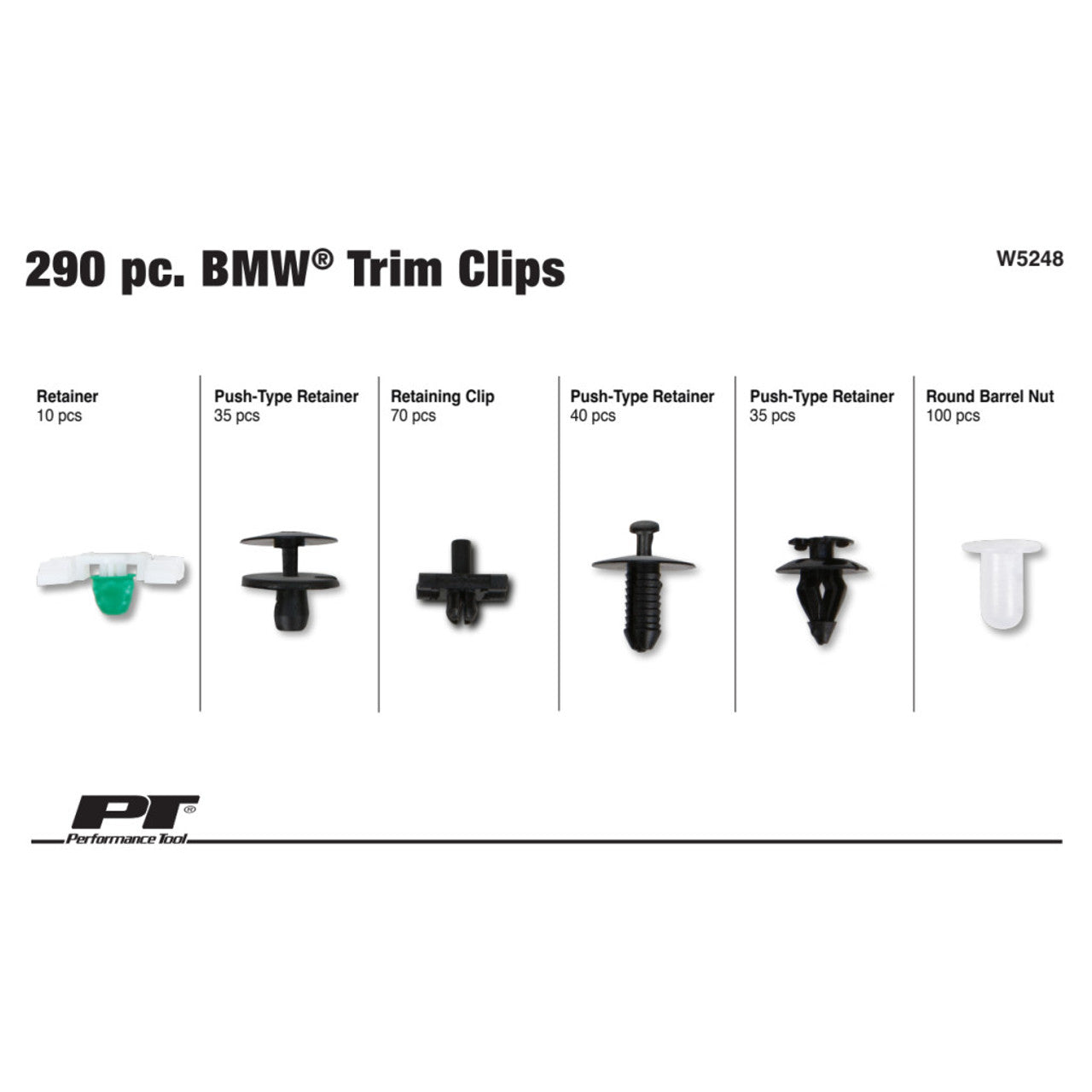 Performance Tool W5248 BMW Trim Clip Assortment 290 pc
