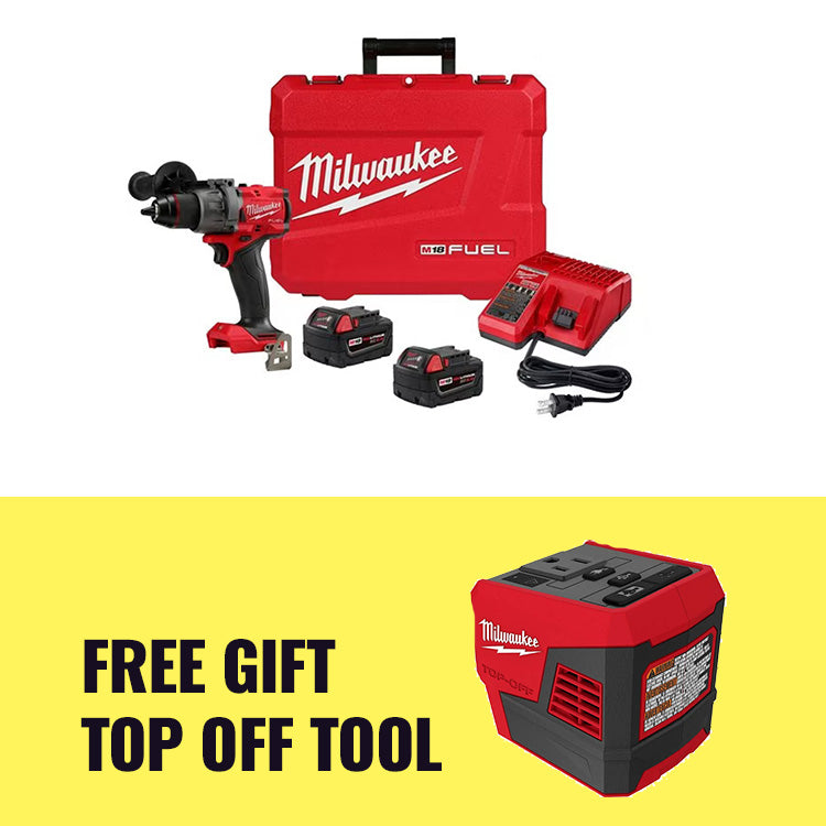 Milwaukee 2904-22 M18 FUEL 1/2 in. Cordless Hammer Drill Driver Kit + FREE  GIFT