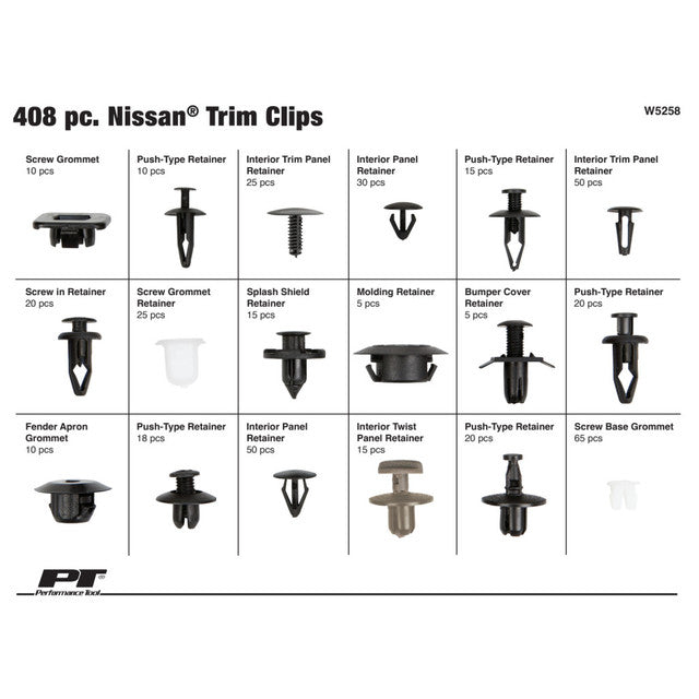 Performance Tool W5258 Nissan Trim Clip Assortment 408pc