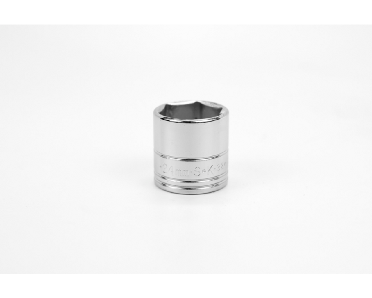 SK Tools 324 - 24 mm 3/8" Drive 6-Point Metric Standard Chrome Socket - USA MADE