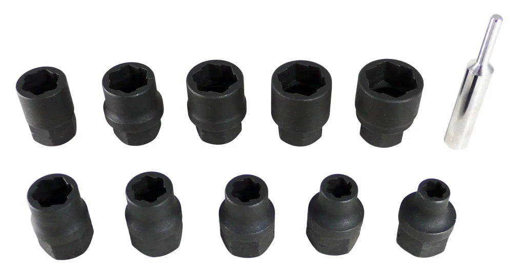 Astro Pneumatic 7411 11pc 1/2" Dr Flank Bite Damaged Fastener Impact Sockets