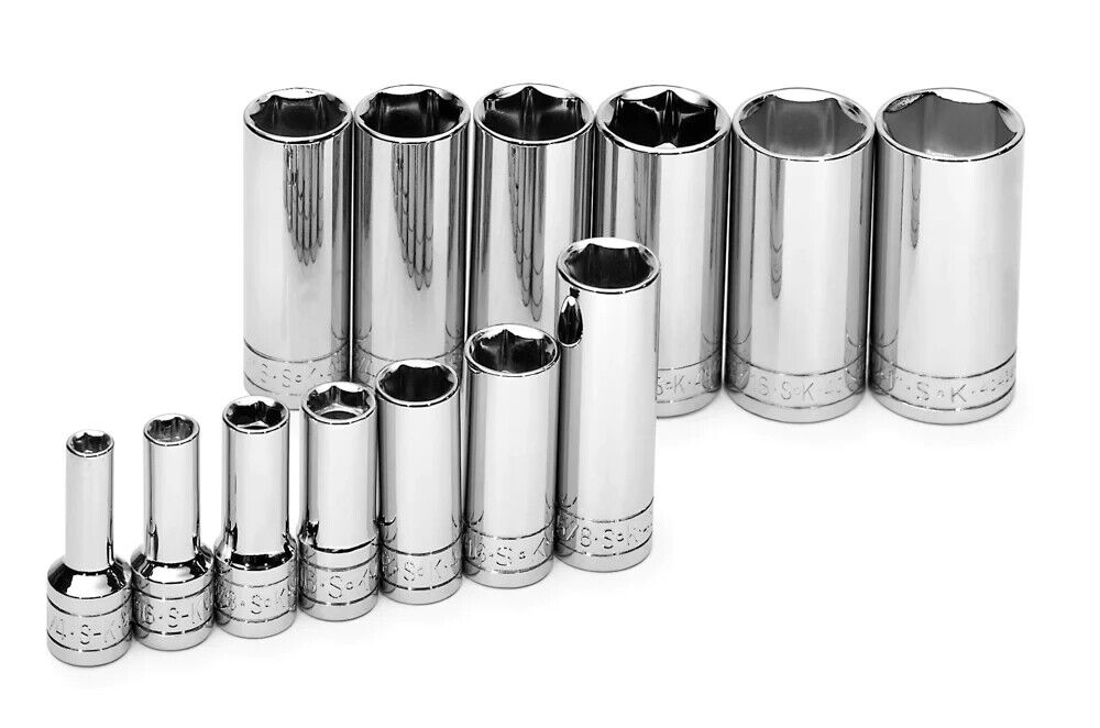 SK 4413 SAE Deep Fractional Chrome Socket Set 13 Piece 3/8" Drive 6 Point