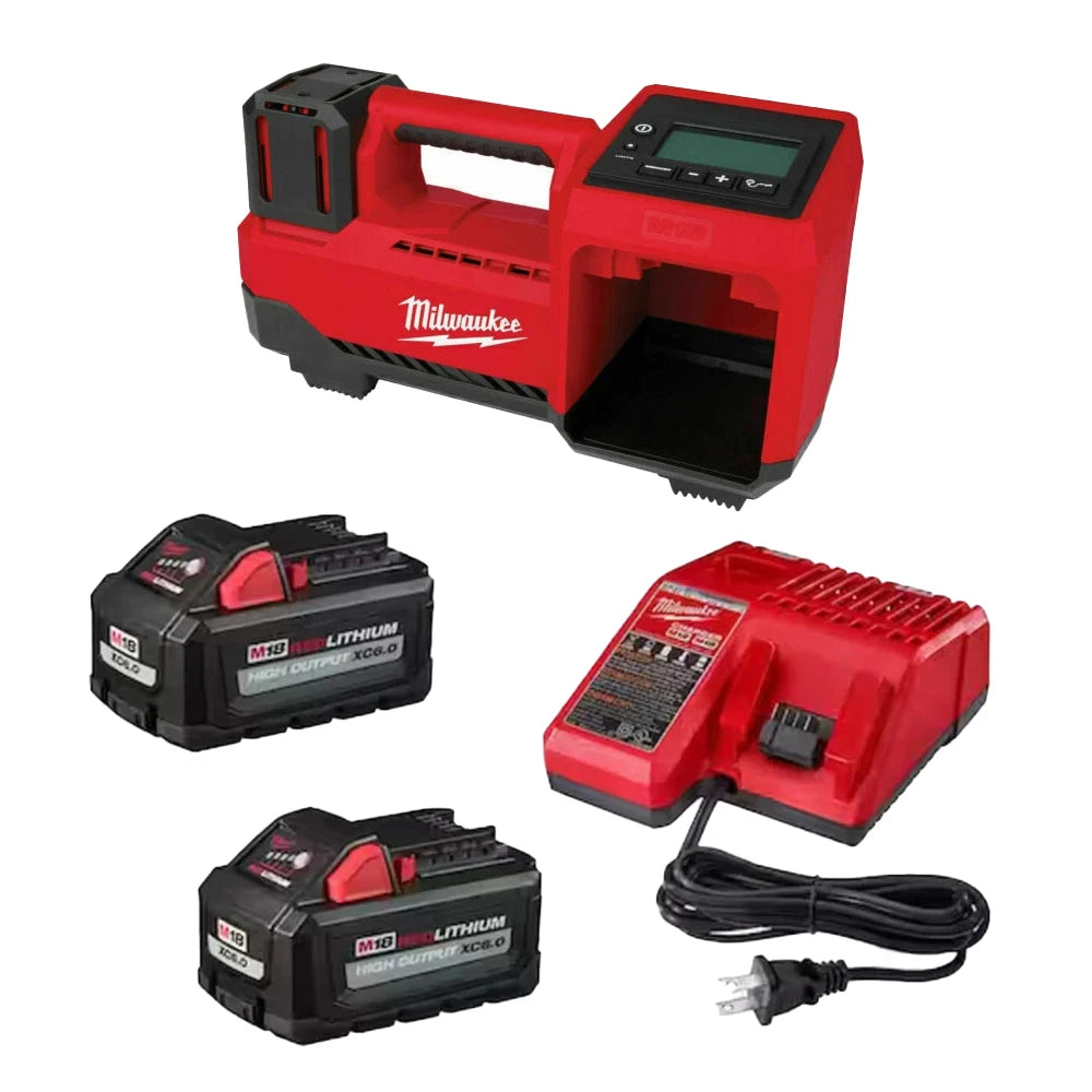 Milwaukee 2848-20 M18 18V Compact Tire Air Inflator +(2) 6ah Batteries & Charger