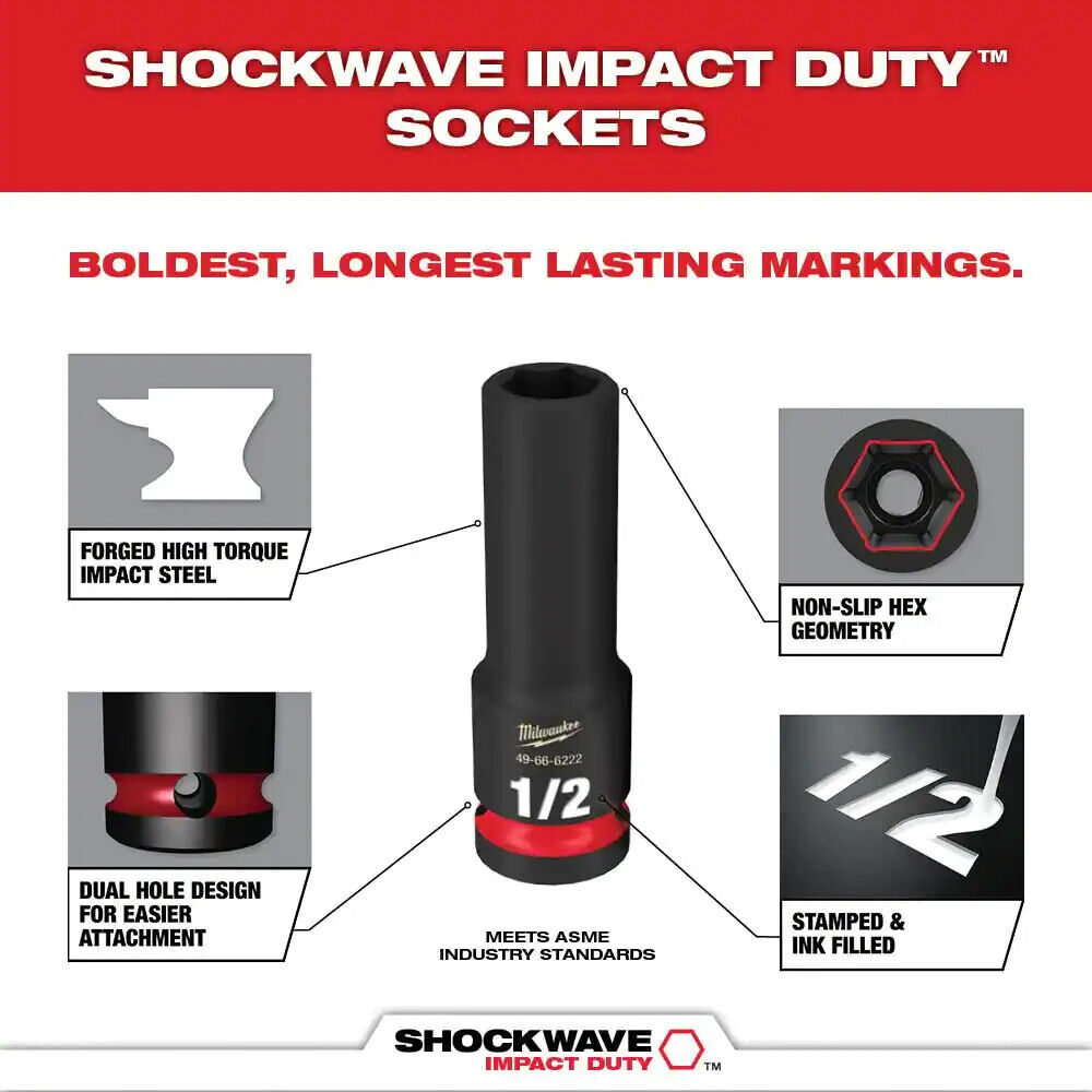 Milwaukee 49-66-6806 SHOCKWAVE Impact Socket PACKOUT Kit - 1/2" Drive 31pc