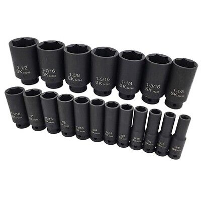 SK TOOLS 4049 - 19 Pc. 1/2" Drive 6 Point fractional Deep Impact Socket Set