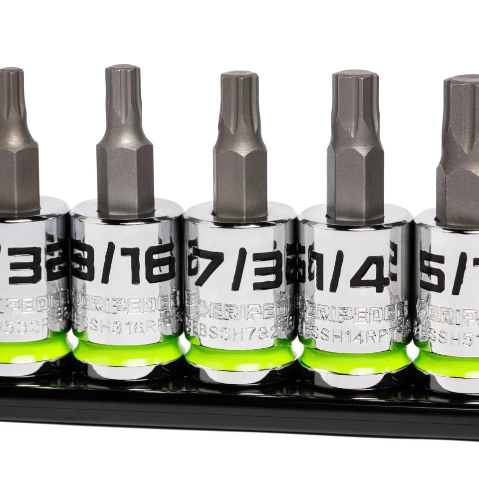 GripEdge Tools GE7BSSHSRPT 7-PC 3/8'' Dr Short SAE RPT Hex Driver Set NEW