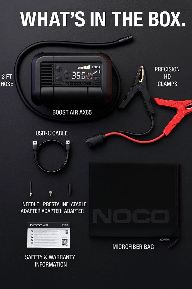 NOCO Boost + Air AX65 2000A UltraSafe Jump Starter with 22A Air Compressor