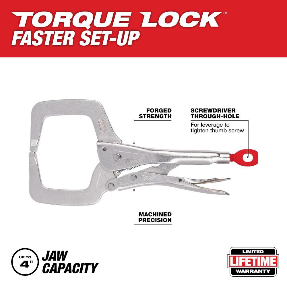 Milwaukee 11 in. TORQUE LOCK Locking C-Clamp With Regular Jaws
