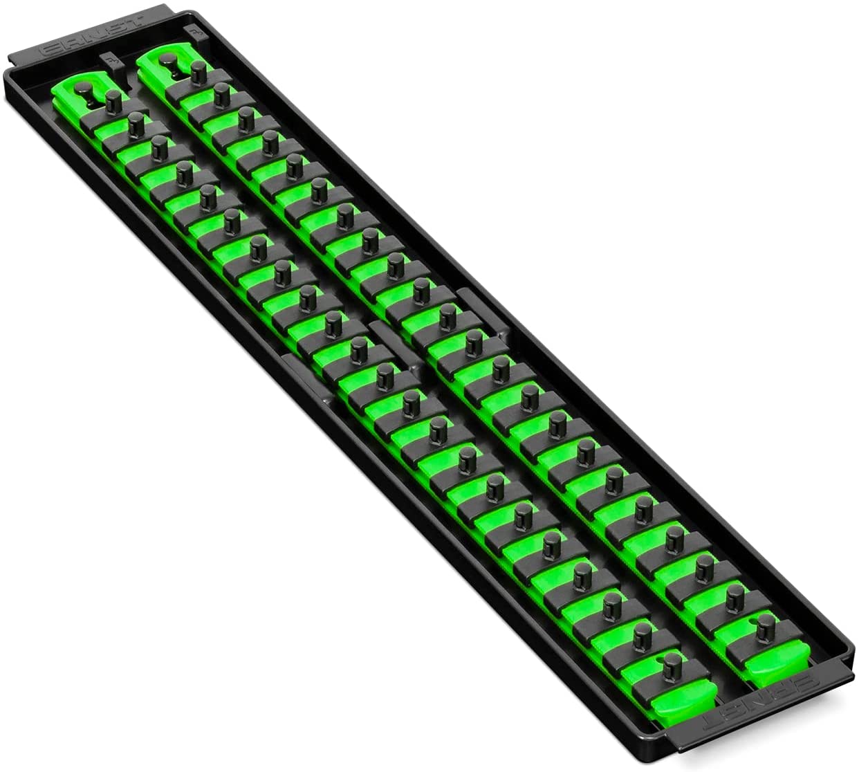 Ernst 8485 3/8" Dr. 2-Rail 18" Twist Lock Socket Boss GREEN (Holds 36 Sockets)