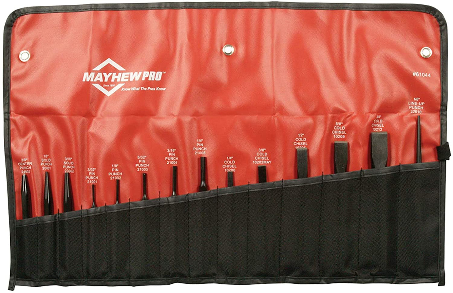 Mayhew 61044 14 Piece Pro Punch and Chisel Kit Set