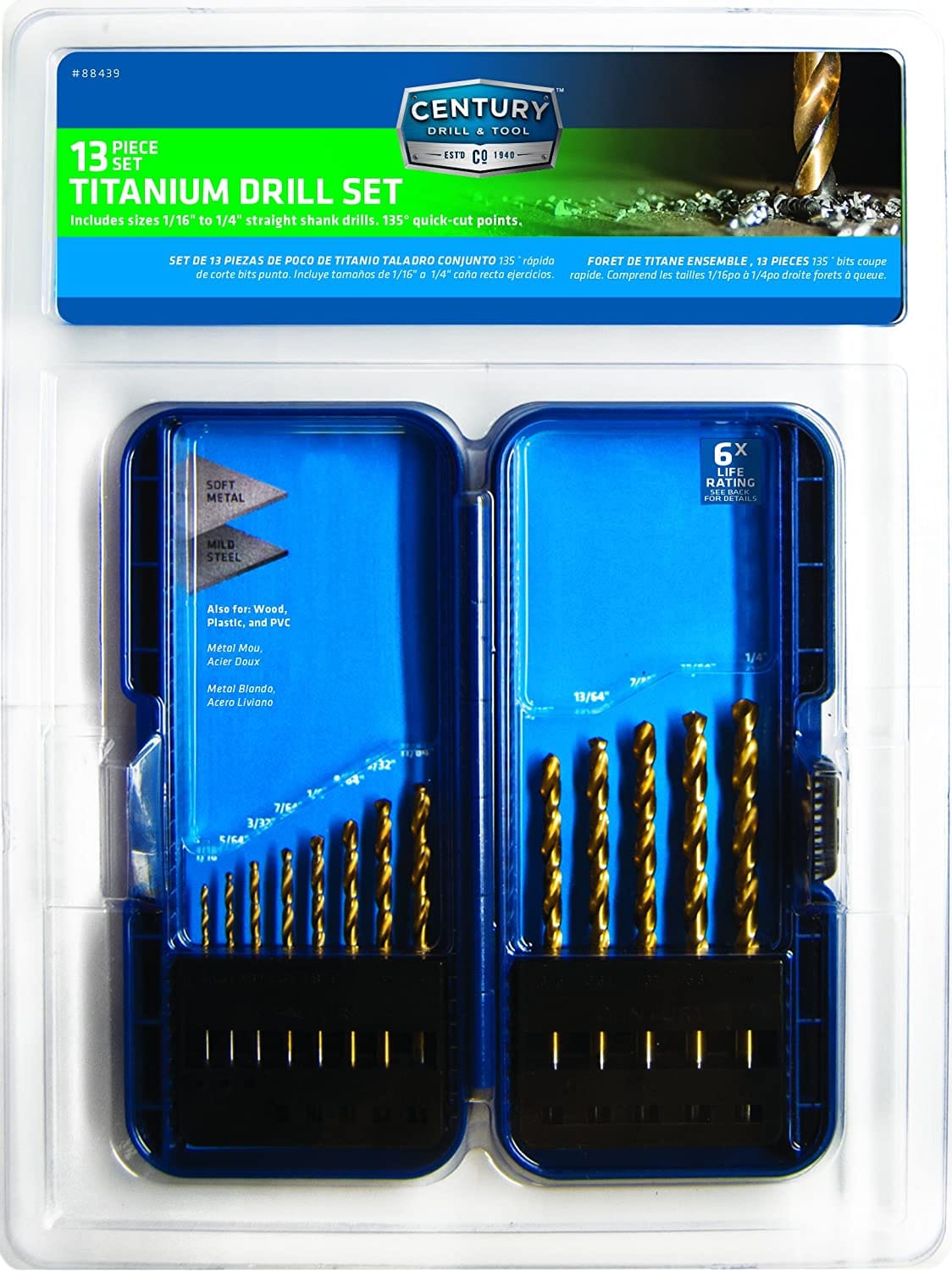 Century 88439 13 Piece Titanium Drill Bit Set CBM Tools