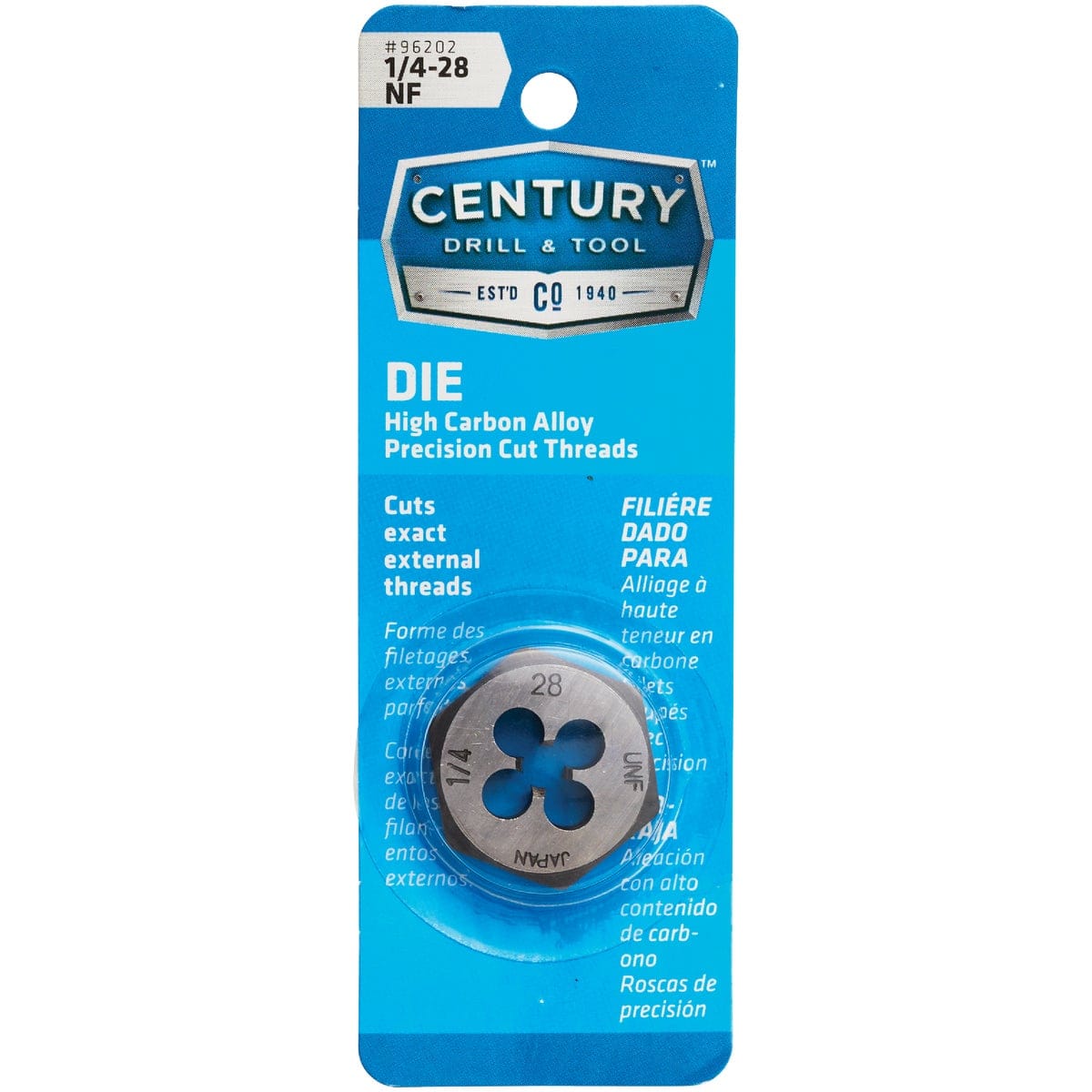 Century Drill and Tool 96202 Fractional Die 1/4-28 National Fine
