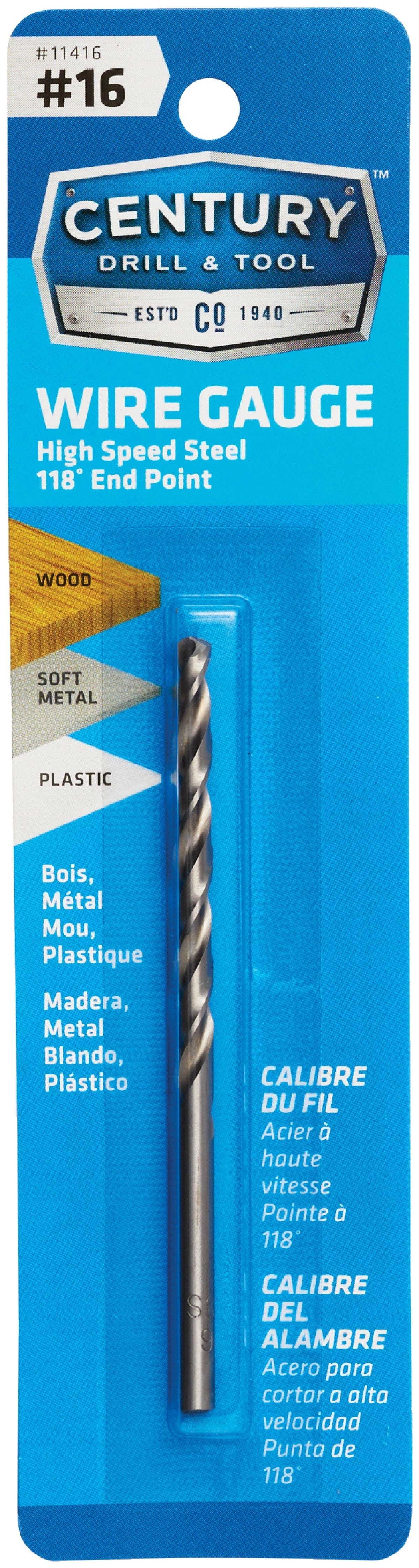 Century Drill and Tool 11416 16 Wire Gauge Drill Bit CBM Tools