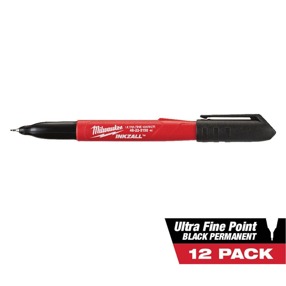 Milwaukee 48-22-3150 INKZALL Black Ultra Fine Point Jobsite Markers 12pk
