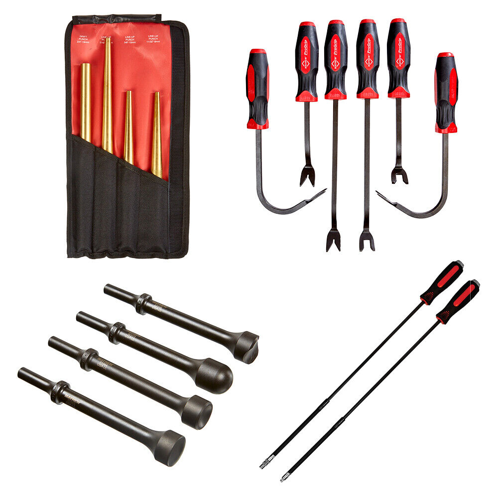 Mayhew Tool Combo with Pneumatic Hammers, Brass Punches, Trim Tools, B