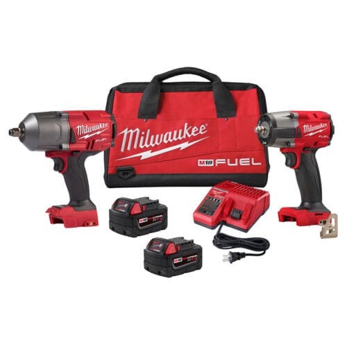 Milwaukee 2988-22 M18 FUEL 1/2" & 3/8" Dr Impact Wrench Kit w/ 2 Batteries NEW!