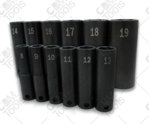SK Hand Tool 4082 12-Piece 3/8" Drive - 6 Point Deep Metric Impact Socket Set