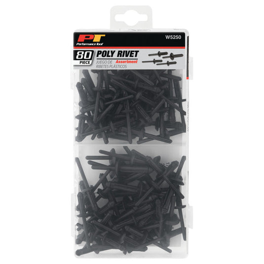 Performance Tool W5250 Poly Rivet Assortment 80 pc