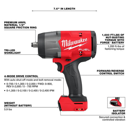 M18 FUEL™ 1/2" High Torque Impact Wrench + FREE Battery