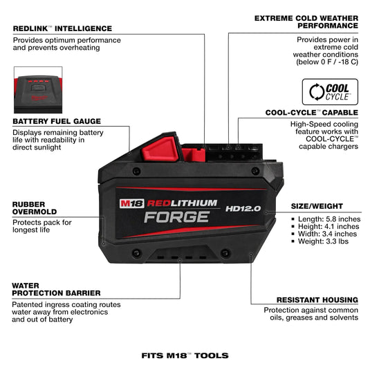 Milwaukee 48-11-1813 M18 REDLITHIUM FORGE HD12.0 Battery Pack