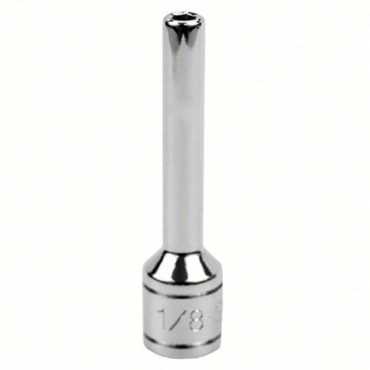 SK PROFESSIONAL TOOLS Socket: 1/4 in Drive Size, 1/8 in Socket Size, 6-Point, Deep, Chrome