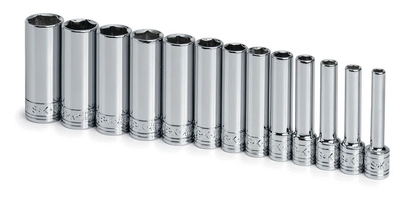 SK Hand Tools 1312 13 pc 1/4" Dr. 6pt Deep Metric Socket Set MADE IN USA