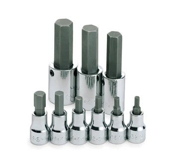 SK Hand Tools 19733 9 Piece 3/8" and 1/2" Drive Fractional Hex Bit Socket Set