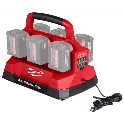 Milwaukee 48-59-1809 M18 Six Bay Rapid Charger w/ PACKOUT Compatibility + FREE Battery