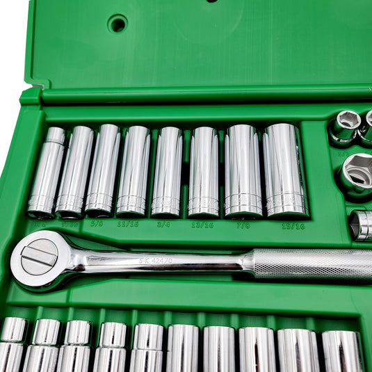 SK TOOLS 4147-6 47 Piece 1/2" Drive 6 Pt Std and Deep SAE and Metric Socket Set