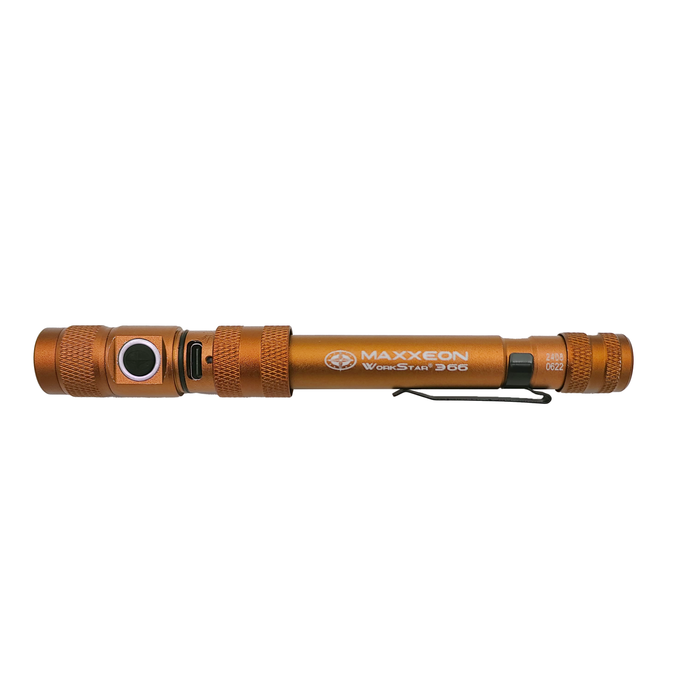 Maxxeon MXN00363 Rechargeable LED Inspection Flashlight 300L - Orange