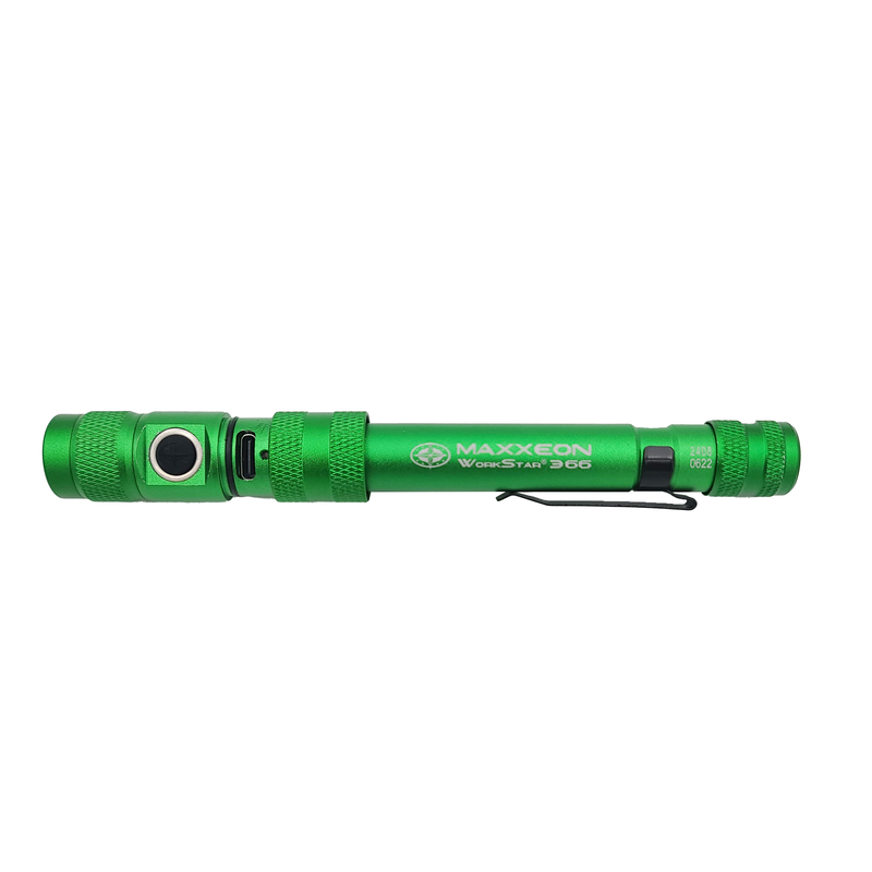 Load image into Gallery viewer, Maxxeon MXN00366 Rechargeable LED Inspection Flashlight 300L - Green
