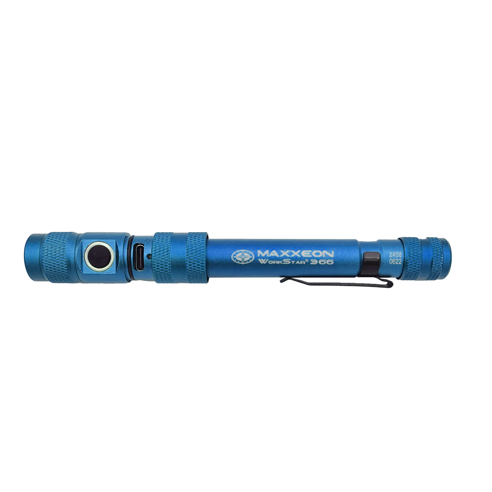 Maxxeon MXN00367 Rechargeable LED Inspection Flashlight 300L - Blue ...