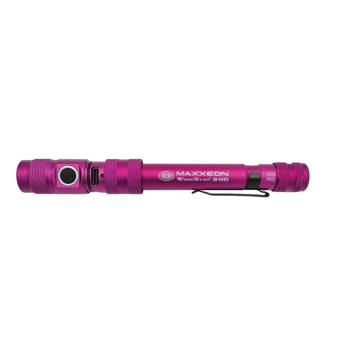 Maxxeon MXN00368 Rechargeable LED Inspection Flashlight 300L - Pink