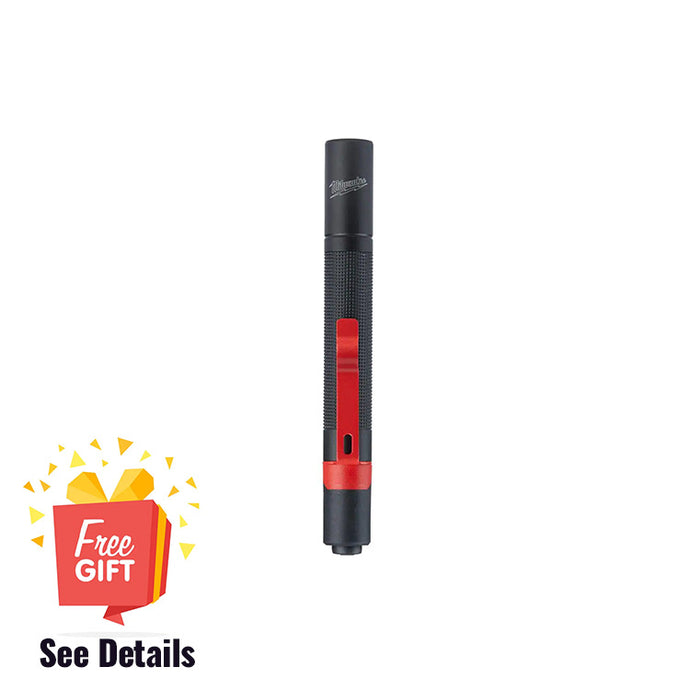 Milwaukee 2105 100-Lumen Aluminum Pen Light Flashlight Pocket Clip