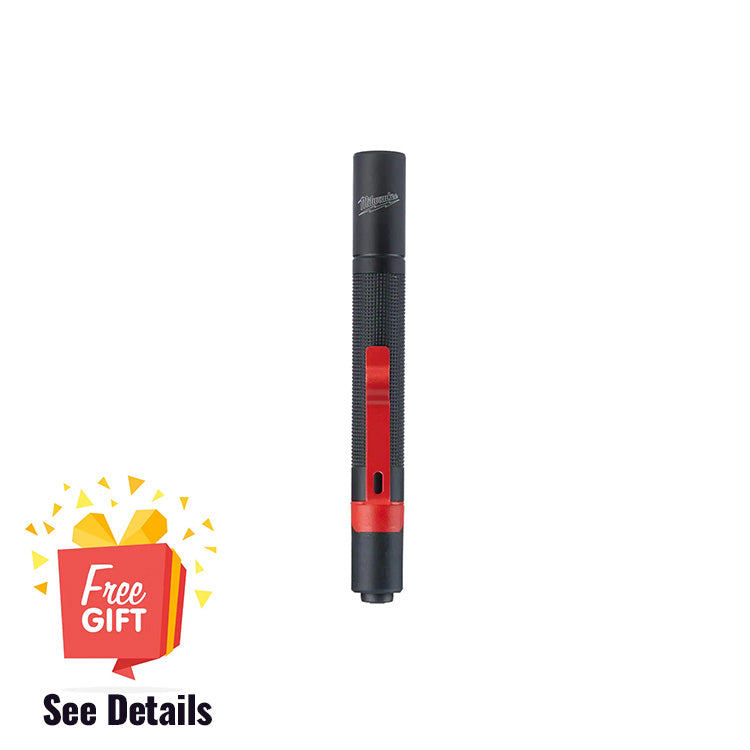 Load image into Gallery viewer, Milwaukee 2105 100-Lumen Aluminum Pen Light Flashlight Pocket Clip
