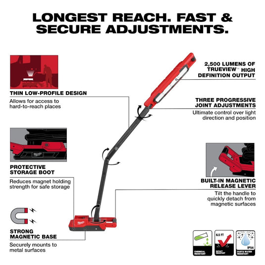 Milwaukee 2129-20 M18 Magnetic Extendable Articulating 2,500-Lumen Boom Light