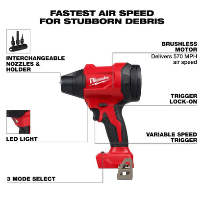 Milwaukee 0887-20 M18 Brushless Precision Blower + FREE Battery