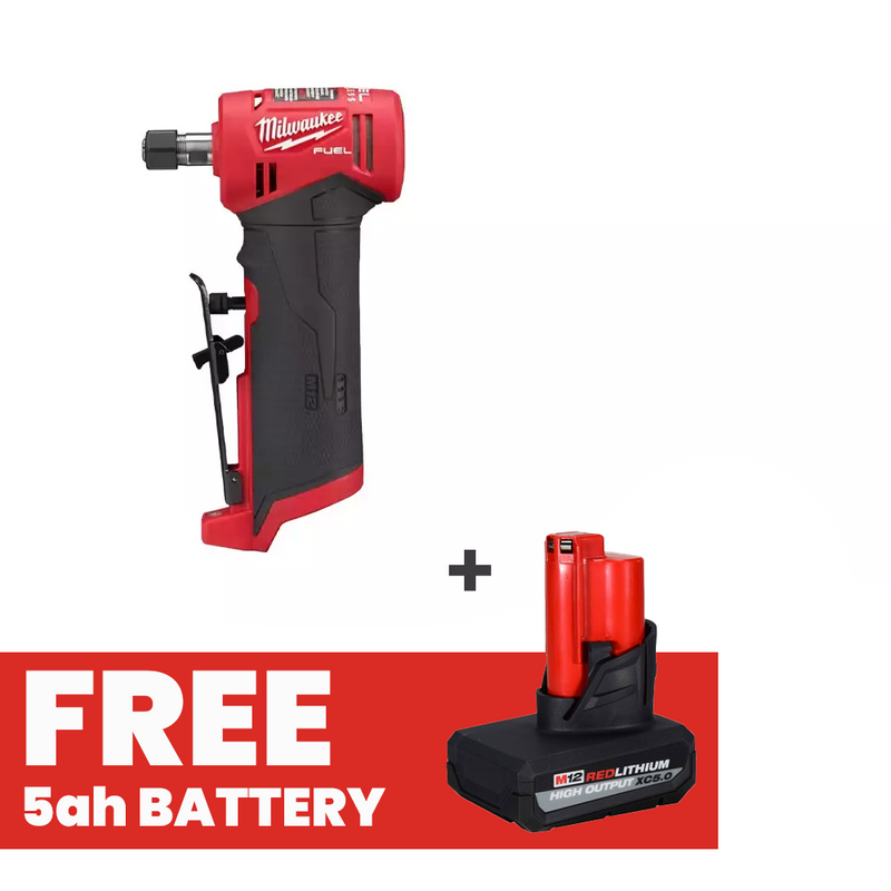 Load image into Gallery viewer, Milwaukee 2485-20 M12 1/4&quot; Cordless Right Angle Die Grinder + 5.0ah Battery
