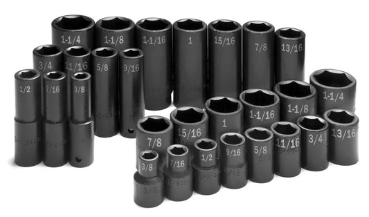 SK TOOLS 4051 30 Pc. 1/2”Dr. 6 Point SAE Shallow and Deep Impact Socket Set